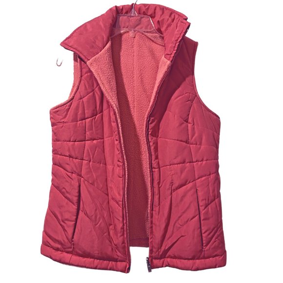 Izod pink reversible zipped quilted and fleece vest sz S - Picture 1 of 11